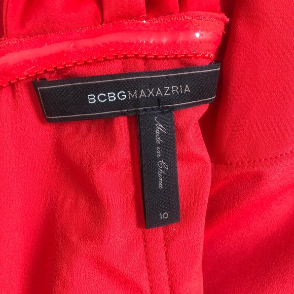 BCBGMAXAZRIA Red Palais One Shoulder Dress 10 - Picture 8 of 11